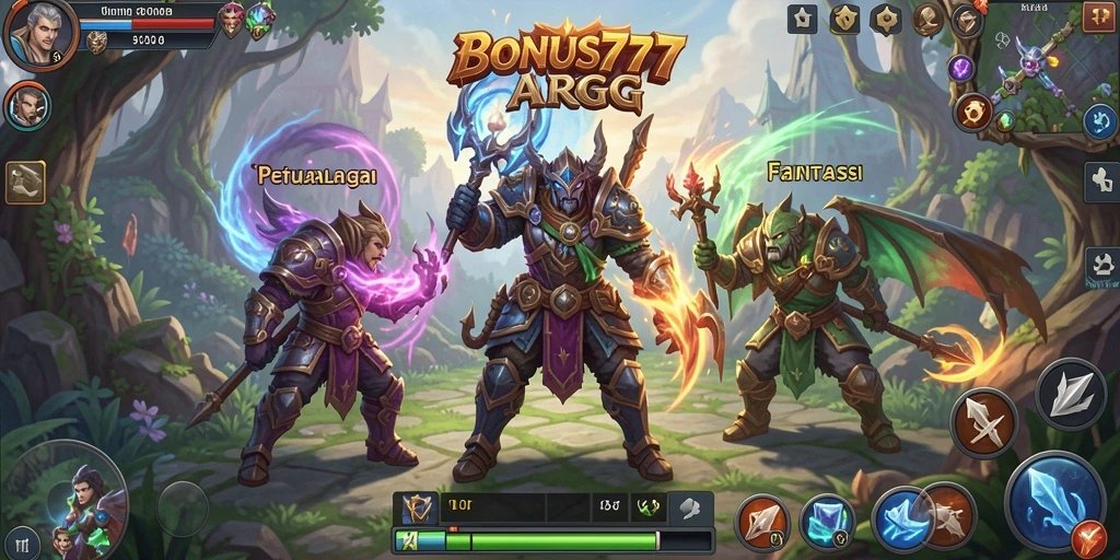 Tampilan gameplay menarik dari <strong>BONUS777</strong> di dunia fantasi yang penuh aksi.