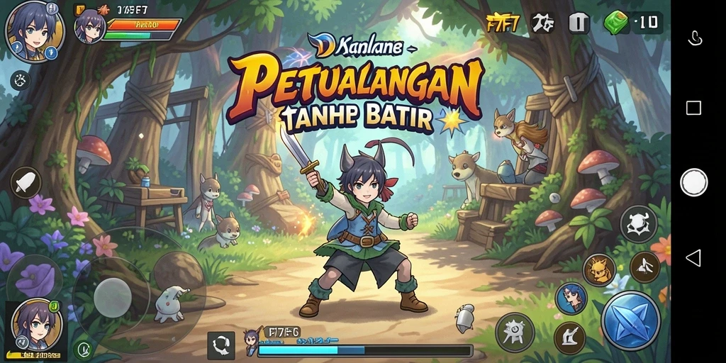 Tampilan gameplay seru dari F7F7 dengan karakter anime.