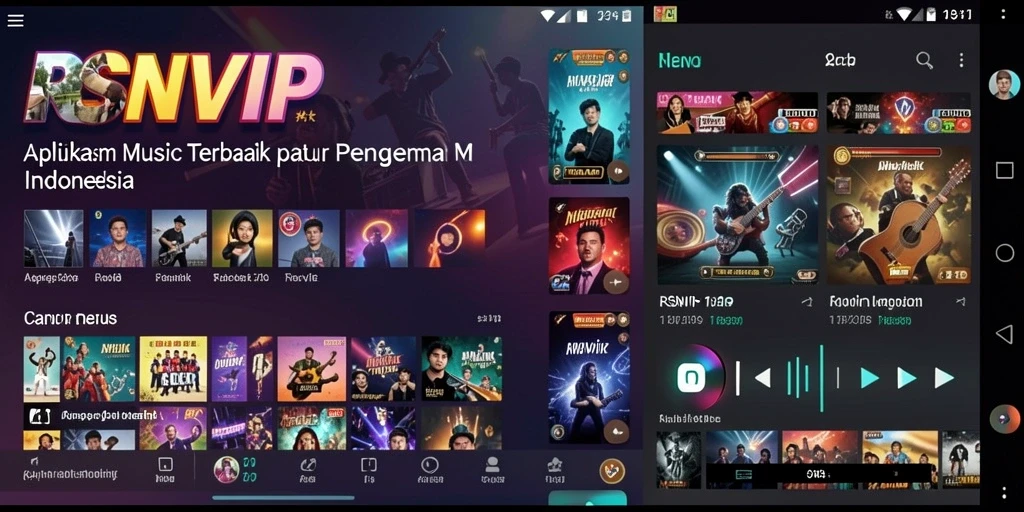 Tampilan screenshot utama RSNVIP menunjukkan pengguna menikmati permainan musik.