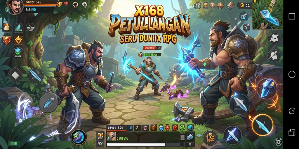 Tampilan gameplay X168 menampilkan pertempuran epik di dunia RPG.