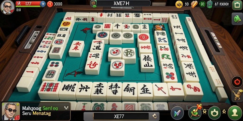 Tampilan gameplay Mahjong di XE77 yang menarik dan penuh warna.